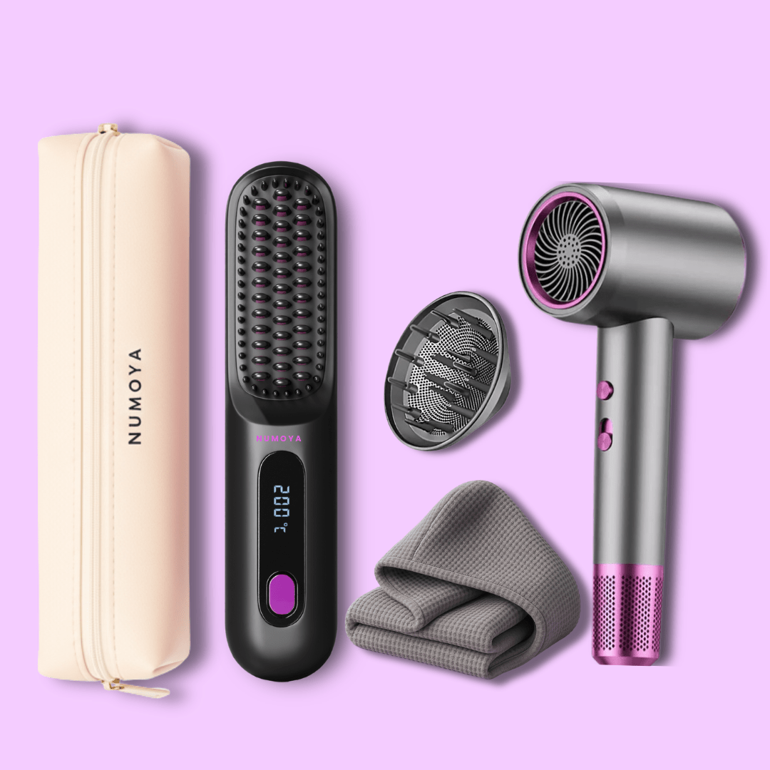 GoBrush PRO + Leather Pouch + Jetspeed Hair Dryer + Diffuser + Microfiber Towel