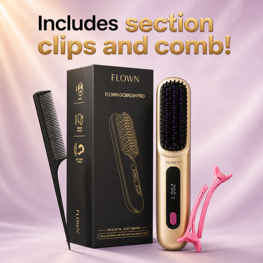 [NEW] FLOWN Portable Straightener Brush Gold - GoBrush PRO