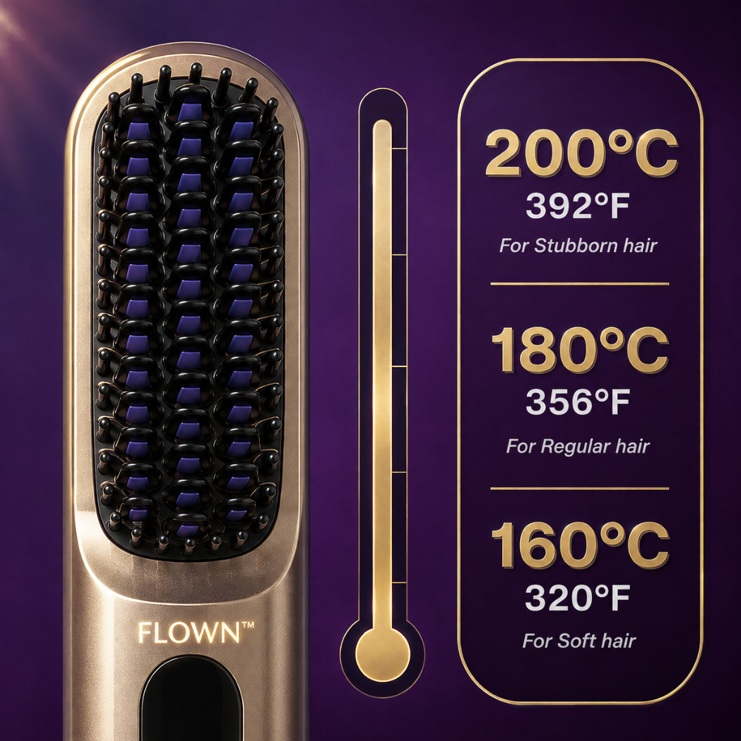 [NEW] FLOWN Portable Straightener Brush Gold - GoBrush PRO