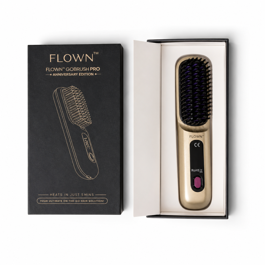 [NEW] FLOWN Portable Straightener Brush Gold - GoBrush PRO
