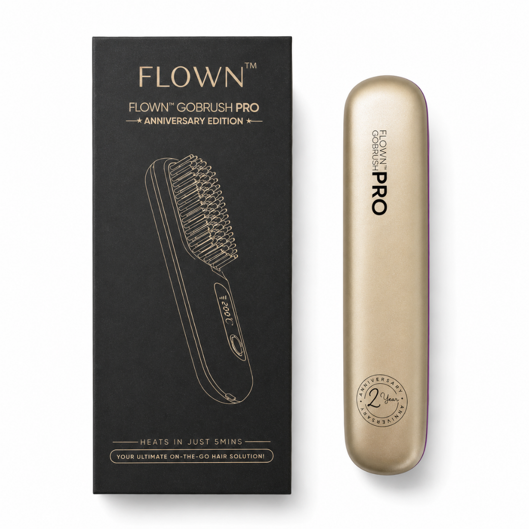 [NEW] FLOWN Portable Straightener Brush Gold - GoBrush PRO