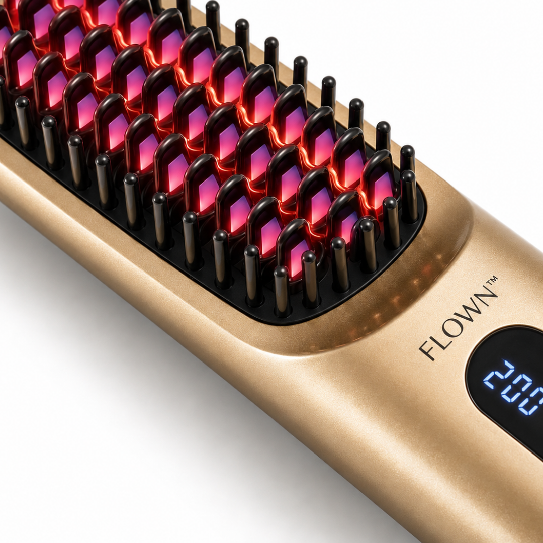 [NEW] FLOWN Portable Straightener Brush Gold - GoBrush PRO
