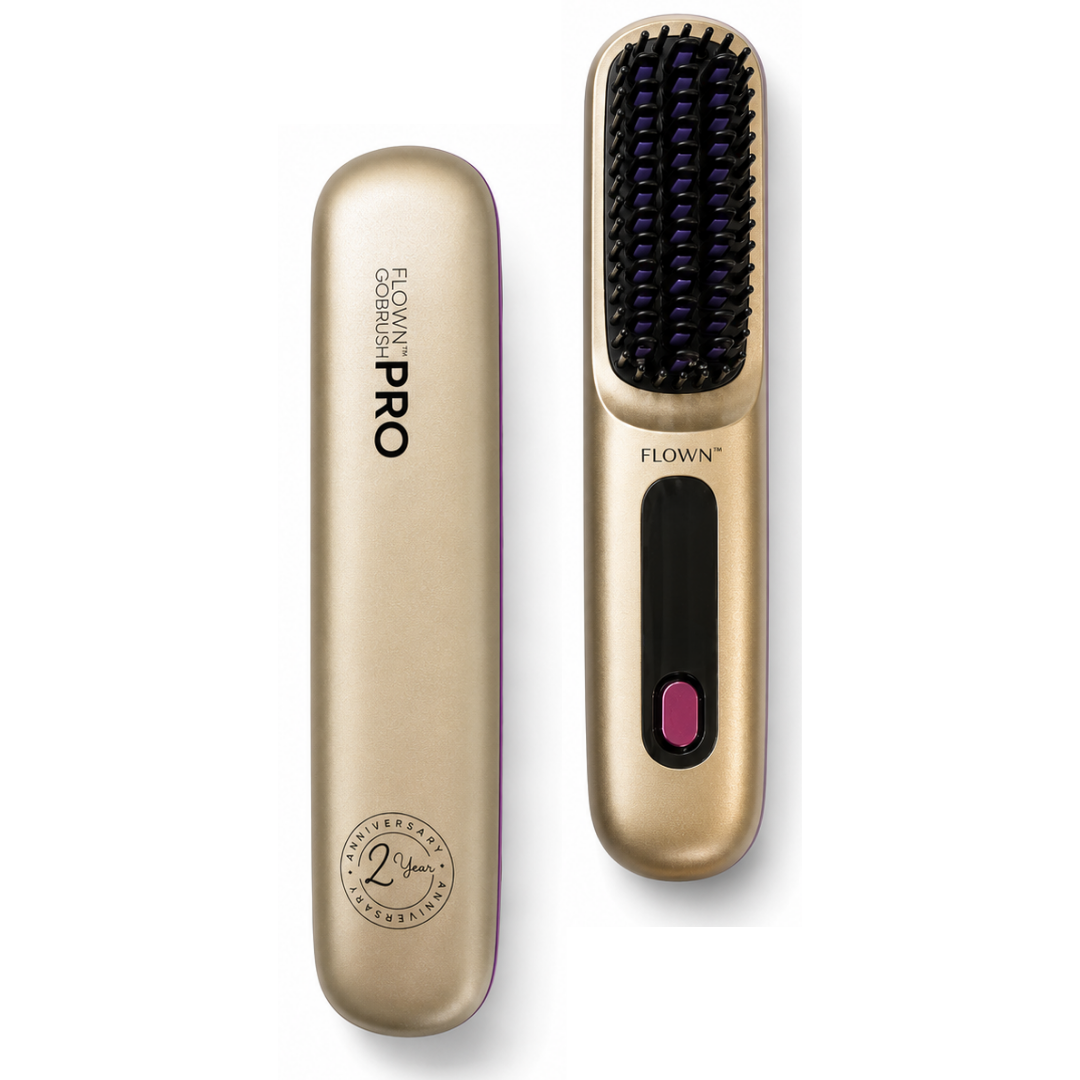 [NEW] FLOWN Portable Straightener Brush Gold - GoBrush PRO