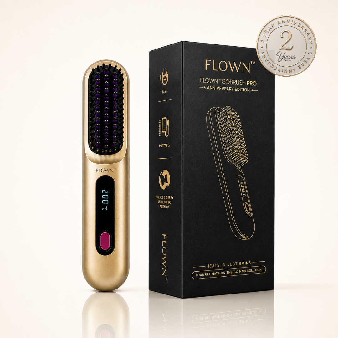 [NEW] FLOWN Portable Straightener Brush Gold - GoBrush PRO