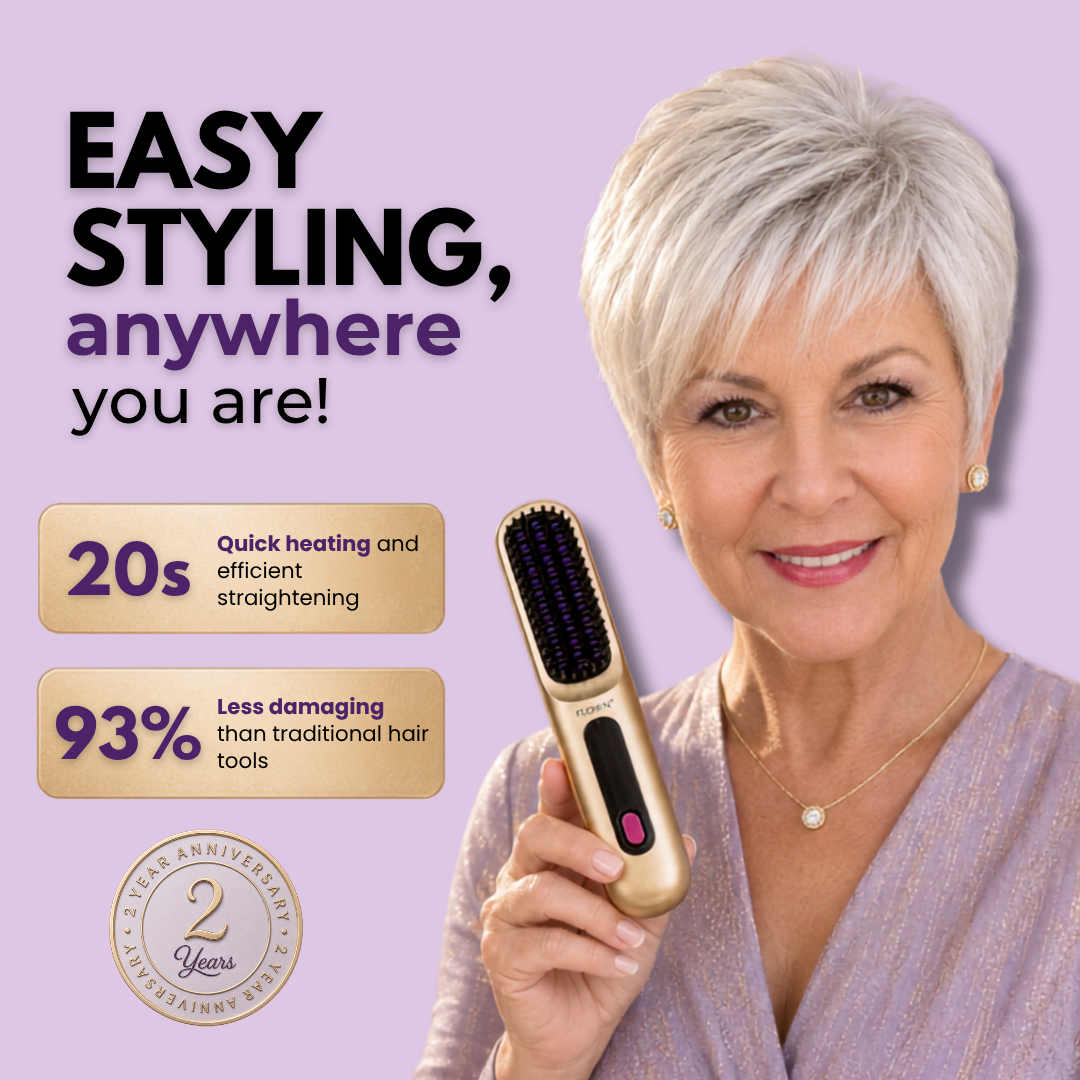 [NEW] FLOWN Portable Straightener Brush Gold - GoBrush PRO