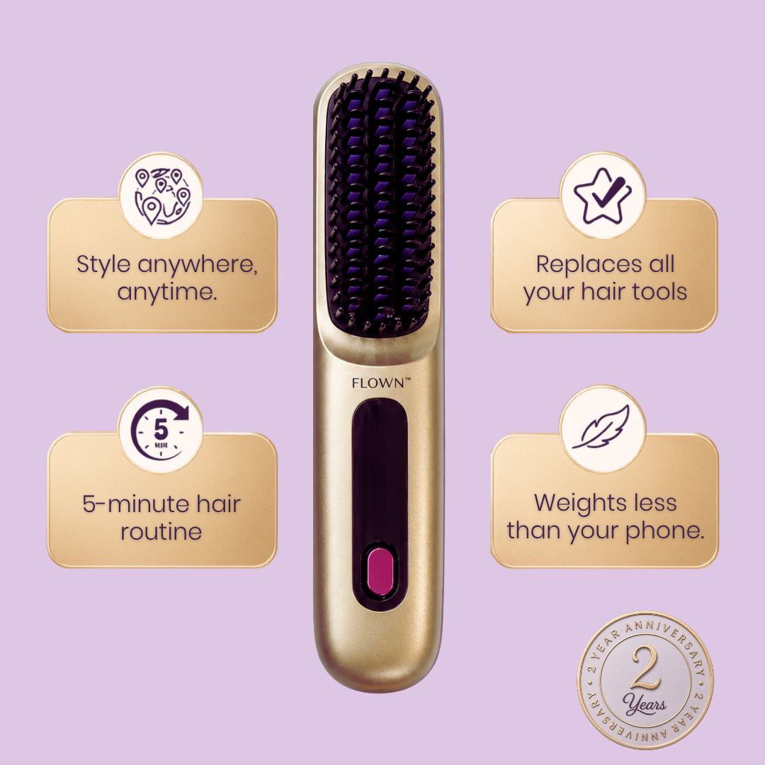 [NEW] FLOWN Portable Straightener Brush Gold - GoBrush PRO