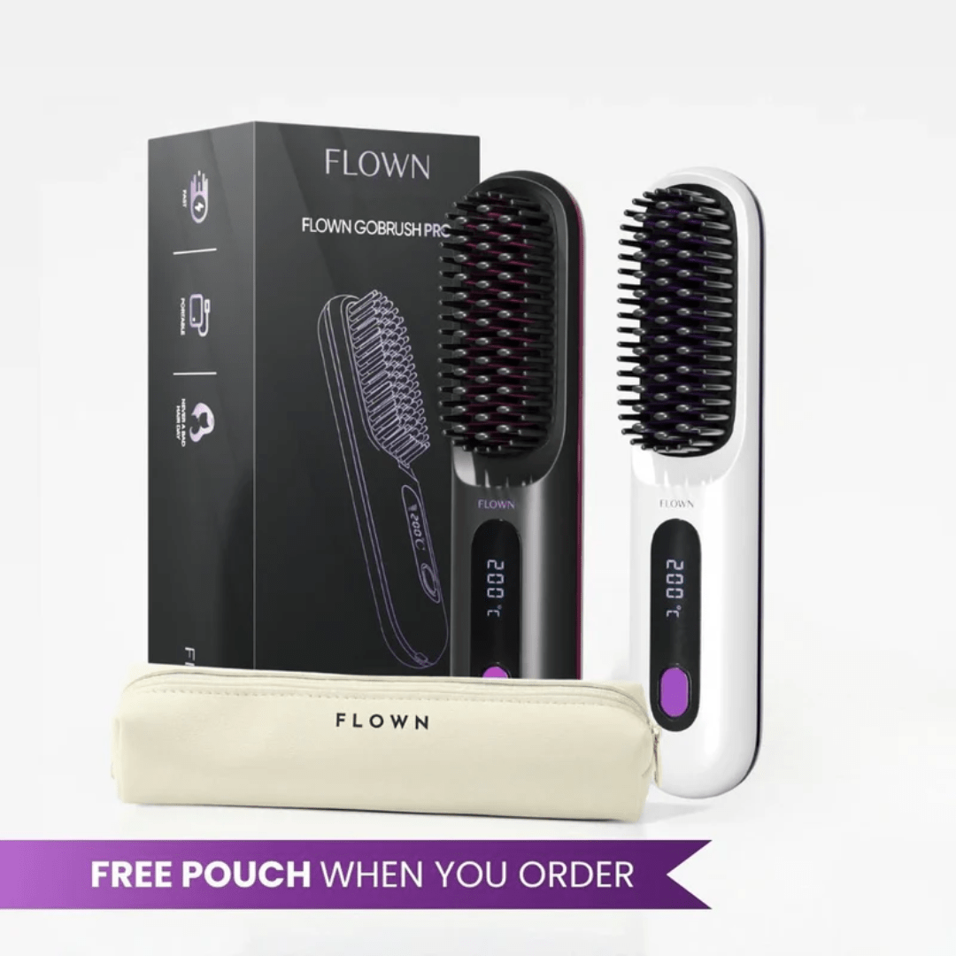 [NEW]  FLOWN Portable Straightener Brush - GoBrush PRO + Free Leather Pouch - NUMOYA