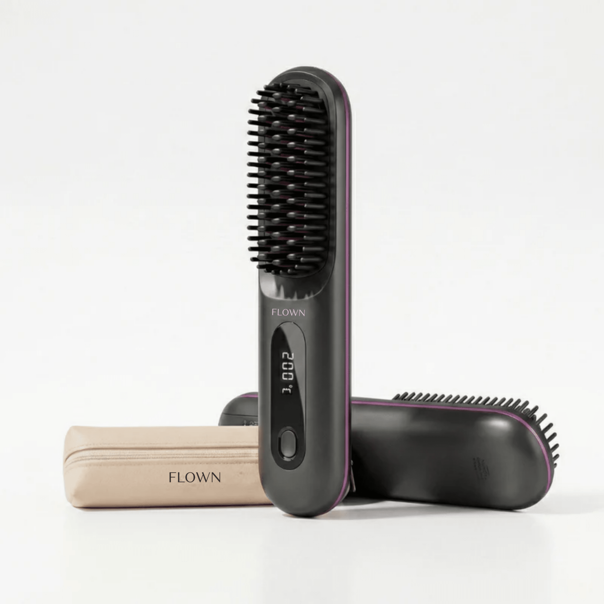 [NEW]  FLOWN Portable Straightener Brush - GoBrush PRO + Free Leather Pouch - NUMOYA