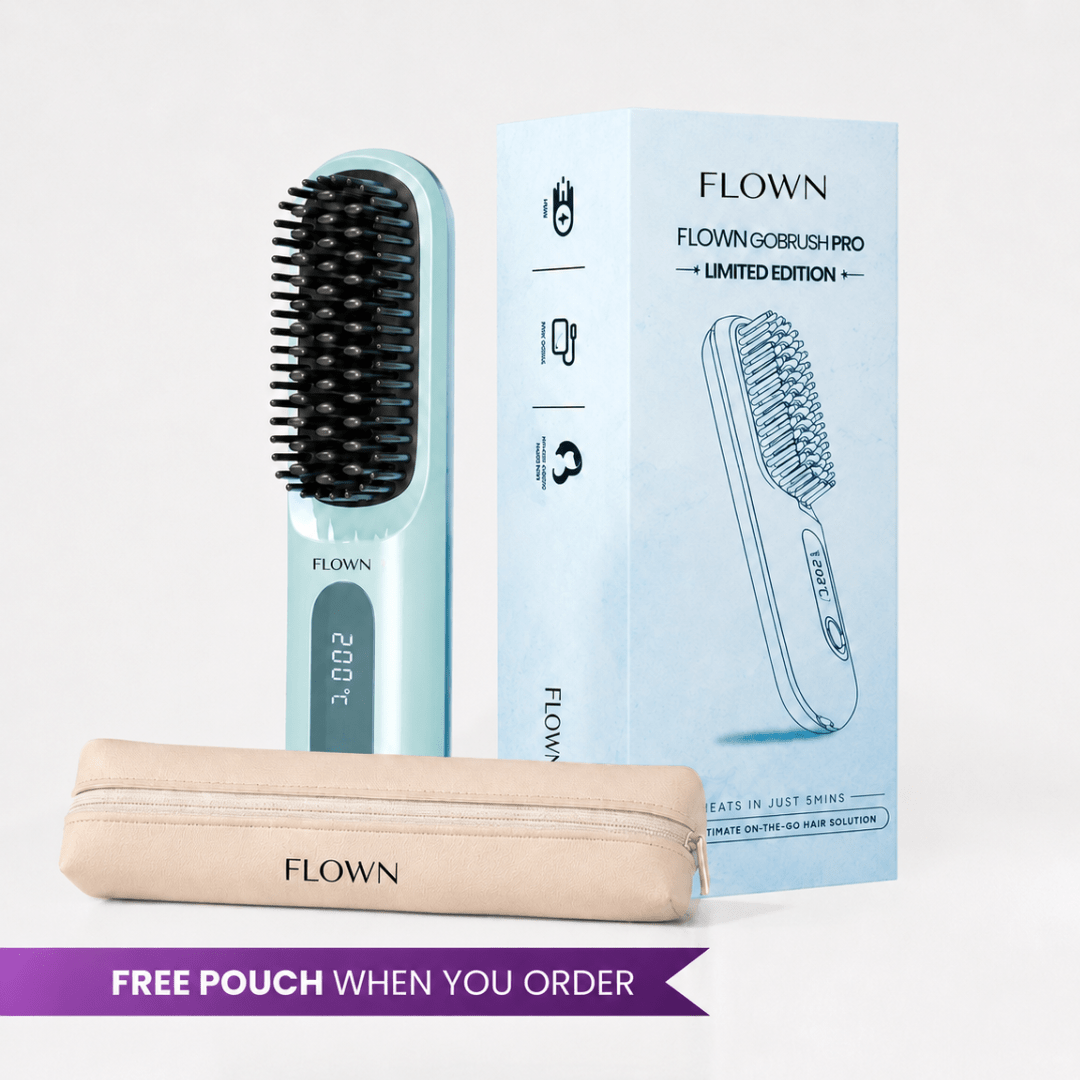 [NEW]  FLOWN Portable Straightener Brush - GoBrush PRO + Free Leather Pouch - NUMOYA