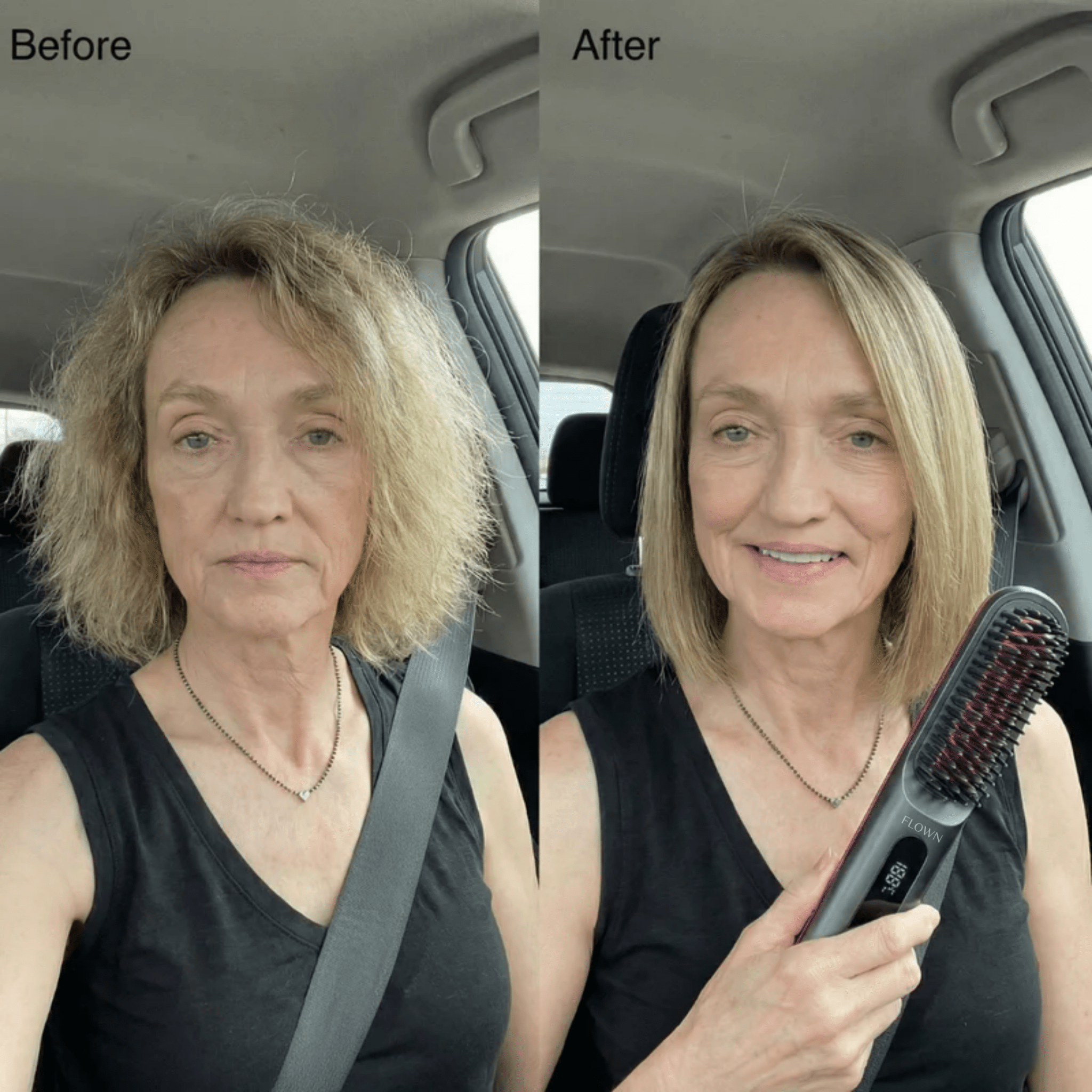 [NEW]  FLOWN Portable Straightener Brush - GoBrush PRO + Free Leather Pouch - NUMOYA