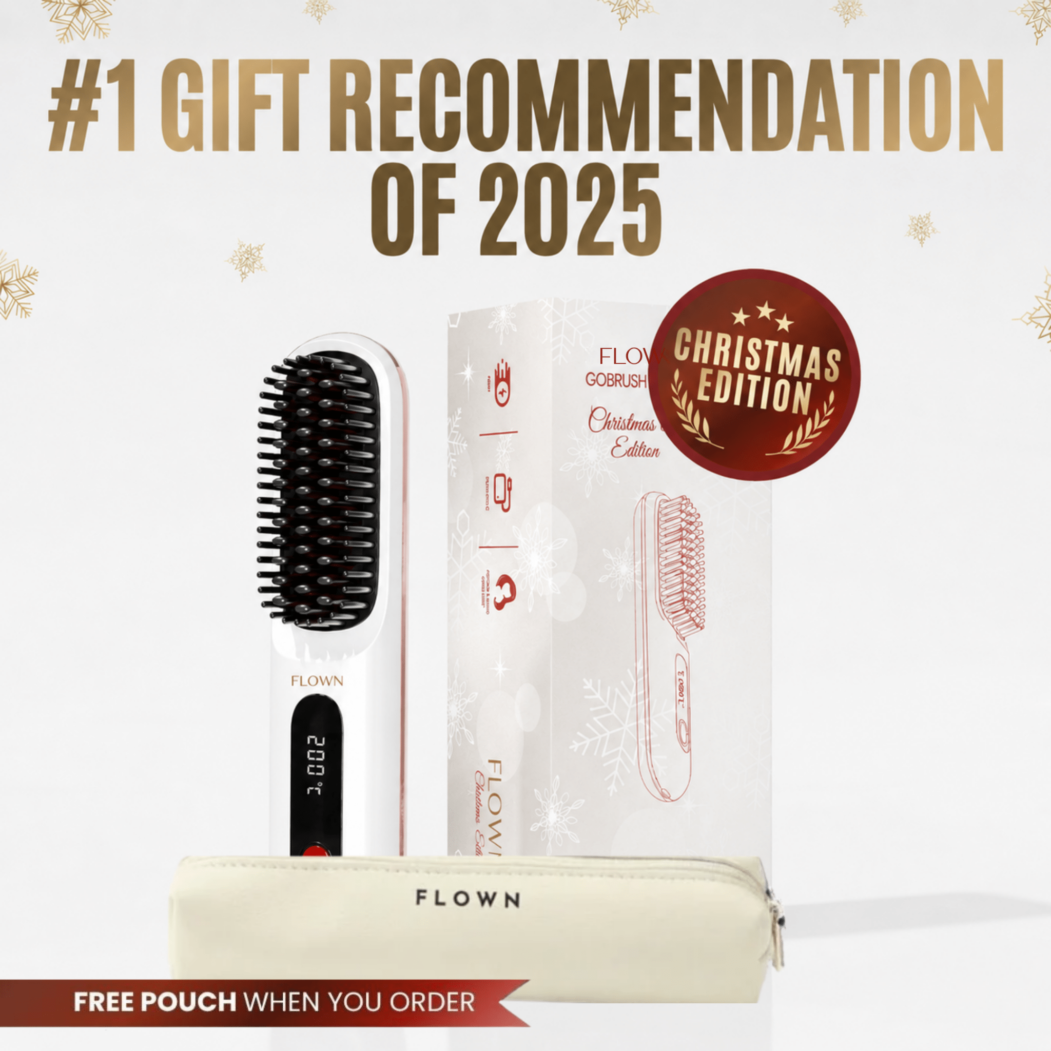 [NEW]  FLOWN Portable Straightener Brush - GoBrush PRO + Free Leather Pouch - NUMOYA