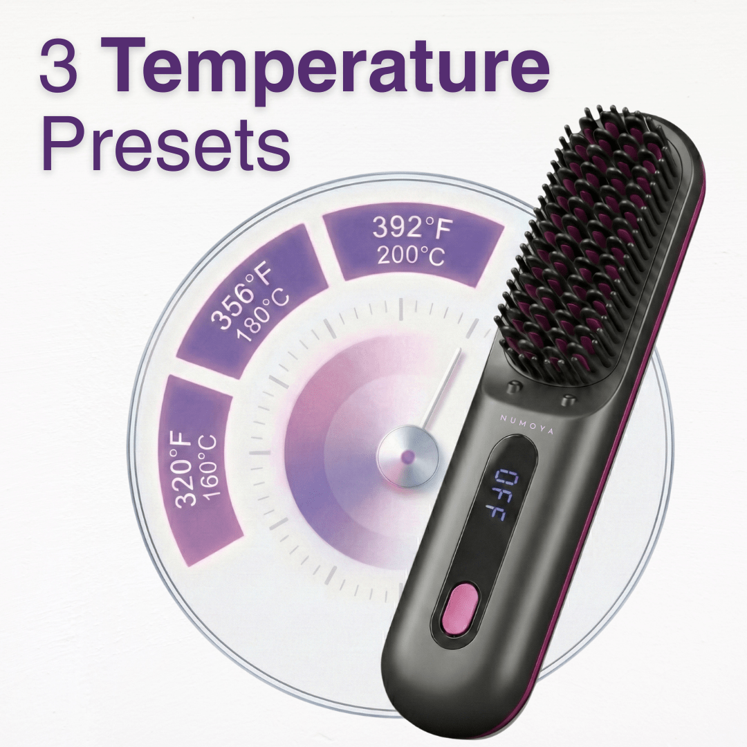 [NEW] Numoya Portable Straightener Brush - GoBrush PRO + Free Leather Pouch - NUMOYA