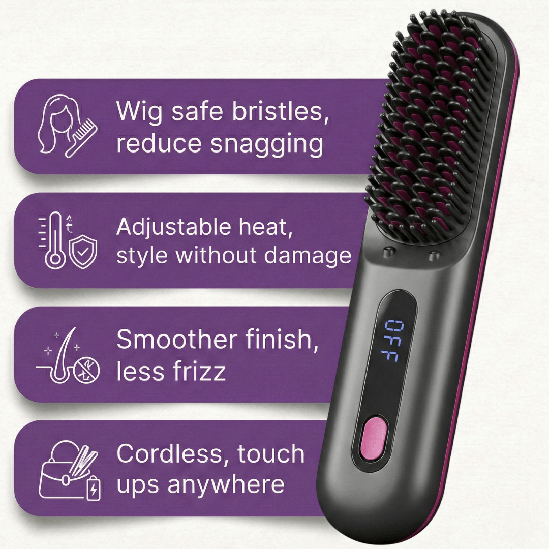 [NEW] Numoya Portable Straightener Brush - GoBrush PRO + Free Leather Pouch - NUMOYA